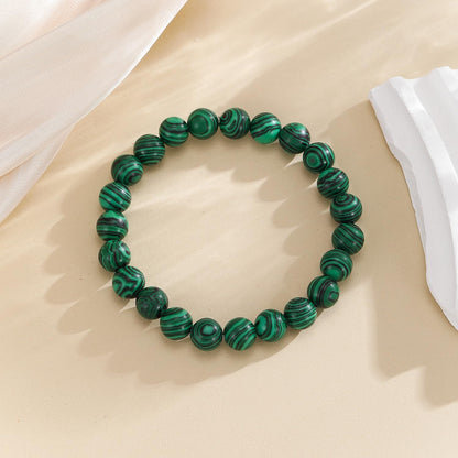 Crystal Vibe Malachite Bracelet for Protection & Growth – Natural Healing Stone 8mm Beaded Bracelet for Women Men – Adjustable Size