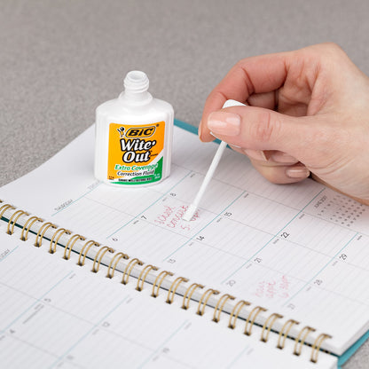 BIC Wite Out Extra Coverage Correction Fluid, 20 mL, White, Covers The Toughest Mistakes, 12-Count Pack