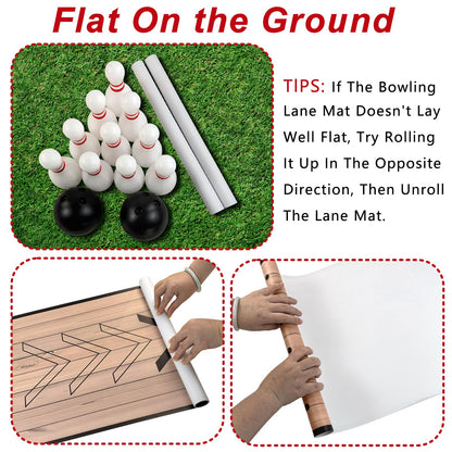 Wensdr Mini Bowling Set, Indoor & Outdoor Home Bowling Set, Bowling Alley Set with Lane, Bowling Pins & Ball Set, Full Bowling Alley Set for Family & Friends