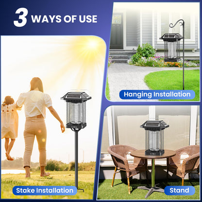 LiBa Solar Bug Zapper Outdoor, 2 in 1 Mosquito Zapper Cordless & Rechargeable, Solar Insect Killer Lamp, 3500V Mosquito Catcher Decor Light for Patio Garden Backyard