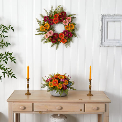 Nearly Natural Artificial Mixed Flower Wreath