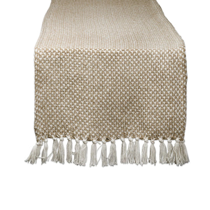 DII Woven Basics Collection 100% Cotton Knit Table Runner, 15x72, Stone