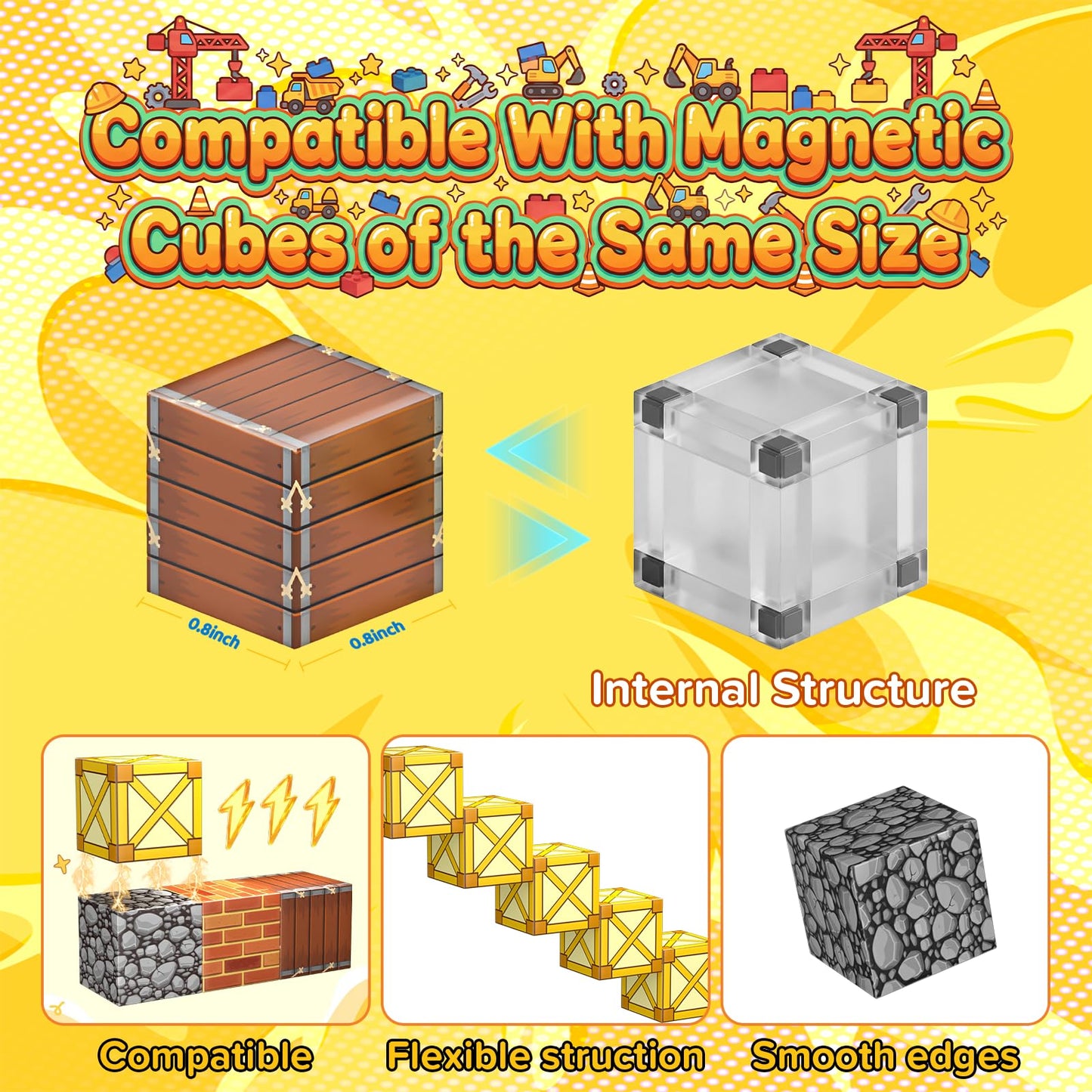 LADFAR Magnetic Building Blocks for Kids, Magnetic Tiles Build Cubes Game, 100PCS STEM Educational Magnet Toys, Ideal Gift for Toddlers Boys Girls Grandkids Christmas Birthday