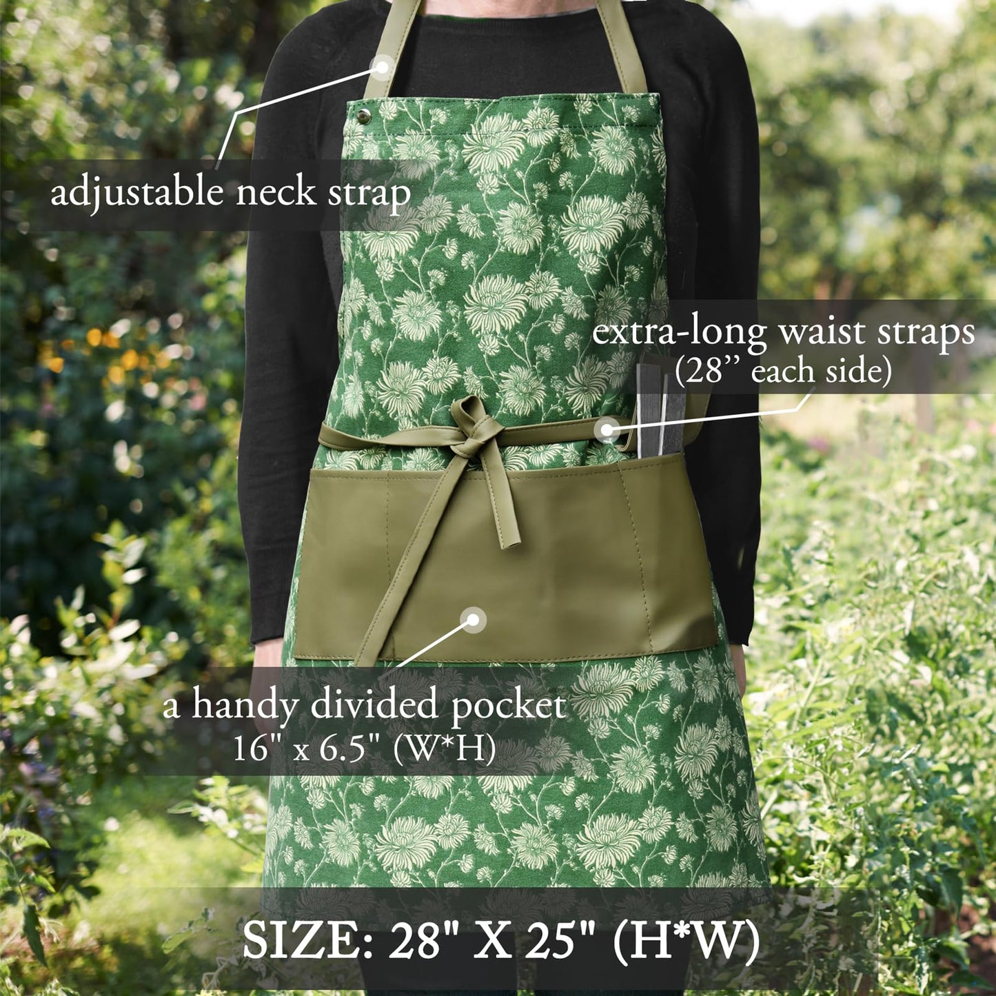 Colwelt Gardening Foam Kneeling Pad Set, Gardening Gifts for Women Gardeners, Elegant Pattern Garden Knee Pad Set, Charming Garden Supplies(Extra Thick Kneeling Mat, Garden Apron with pockets)