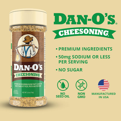 Dan-O's 6 Bottle Seasoning Set, Small Bottles, 6 Pack, Includes Original, Spicy, Chipotle, Crunchy, Cheesoning and Preem-O Seasonings, Sugar Free, Zero Calorie, All-Purpose Seasoning Kit