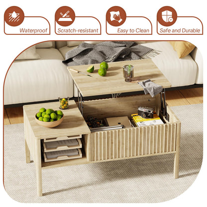 RUMBALUXY Wooden Baby Playpen and Coffee Table