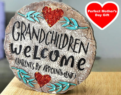 Outdoor/Garden Stepping Stones - Grandma and Grandpa Gifts - Great Grandma Gifts (Grandparents Day Gift Grandchildren Welcome Home)