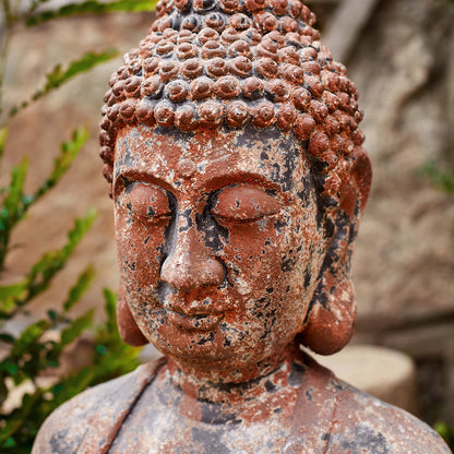 Buddha Statue for Home, Meditating Buddha Bust Statues, Rustic Spiritual Buddha Head Statue, Naturel Antique Bronze Rust Finish, 16.2" H Magnesia (Magnesia)