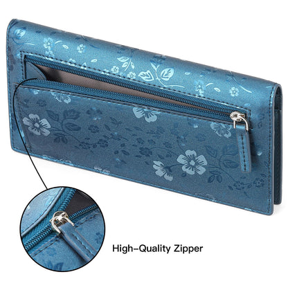 GOIACII Wallet Women RFID Blocking Thin Leather Clutch Credit Card Holder