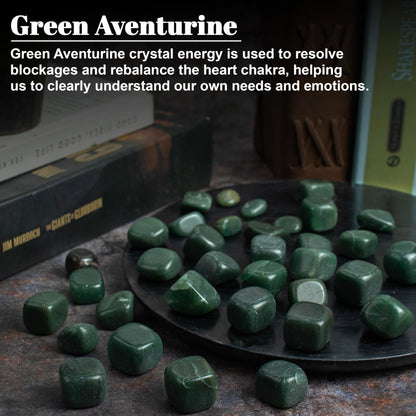 "Crocon 1LB Green Aventurine Tumbled Stones and Crystals bulk 2000+ Carats Natural Crystal Kit for Reiki Healing Crystal Polished, Tumble Stones, Chakra Balancing, Gift, Home Decor Size : 2025 mm"