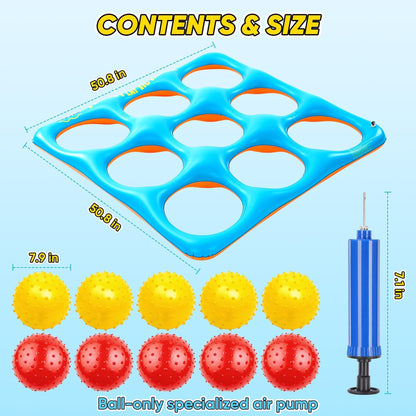 Luottis Inflatable Tic Tac Toe Pool Game Set – Pool Toys with 10 Balls, Fun for Kids, Teens, Adults, Family, Party, Beach, Outdoor & Indoor, 2-10 Players