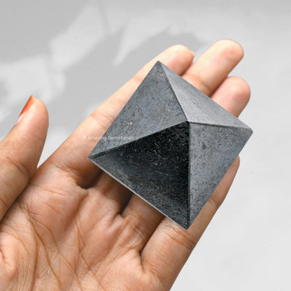 Amazing Gemstone Hematite Pyramid Crystal Healing Stones - 1.5" Great Pyramid Figurine of Natural Stone Pyramid for Meditation, Reiki, Chakra Balancing and Crystal Pyramids Grid