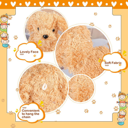 Sumind 9 Pcs 4" 5" Mini Plush Stuffed Dog Party Favor Small Puppy Stuffed Animal Bulk Soft Toy Doll Cute for Kids Graduation School Gift Baby Shower Birthday Adopt Party(Curly Puppy)