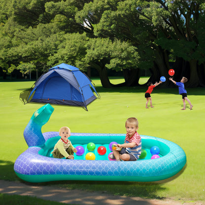 75" Sprinkler & Splash Pad for Kids, Large Outdoor Mermaid Sprinklers Play Mat Summer Water Play Toys Inflatable Sprinkler Pad, Fun Play Pool for Toddlers Babies Over 3 Years Boys Girls