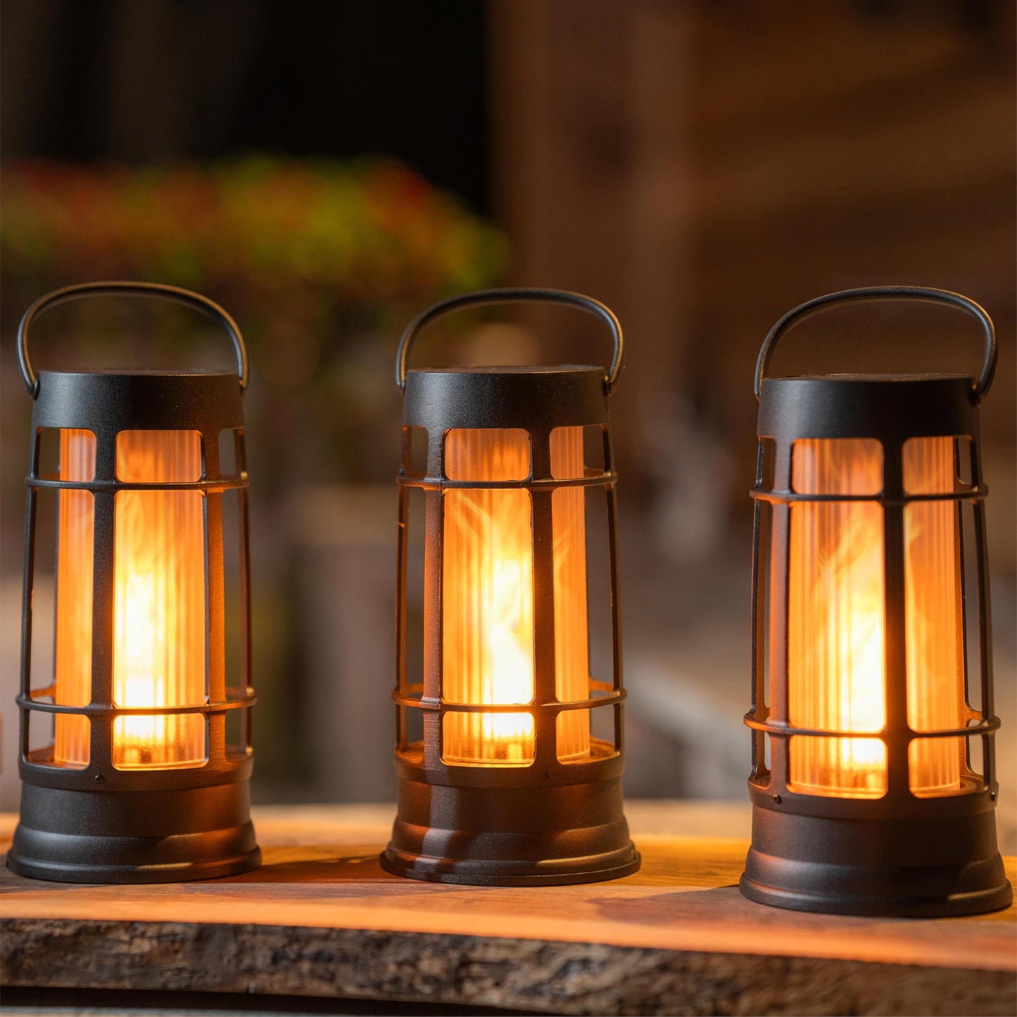 FoxFlame Metal Outdoor Solar Lantern, Flickering Solar Lanterns Outdoor Waterproof with Patented LED, Outdoor Lanterns for Porch, Patio, Garden, Tabletop, Hanging Use, Matte Black (1 Pack)
