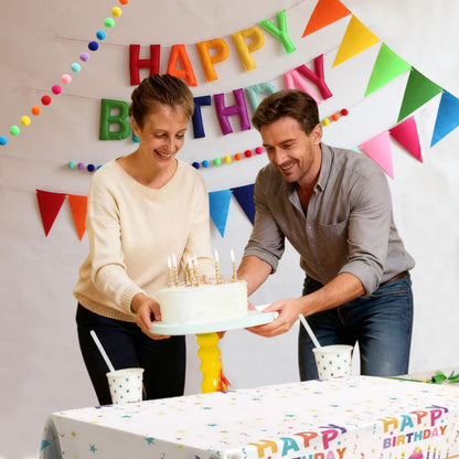 6.3 Inch Large Felt Happy Birthday Banner - Pre-Strung Rainbow Fabric Garland, Reusable Happy Birthday Sign for All Ages Party Decorations (Rainbow)