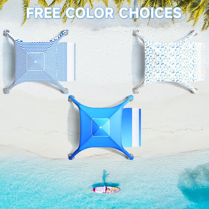 Beach Cabana with 4-Corner, UPF50+ Beach Canopy, Adjustable Height Beach Tent Sun Shelter, Sun Umbrella with Removable Side Wall, Shade Sun Shelter for Beach, Garden, Camping (Wave Pattern)