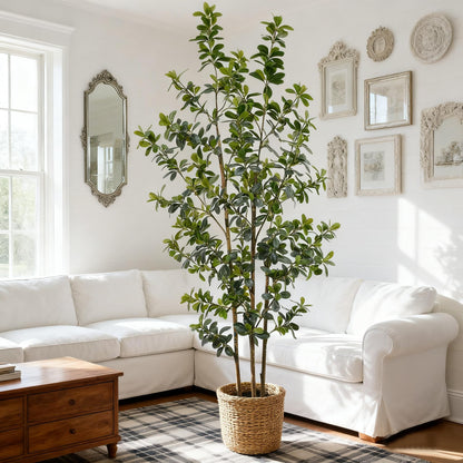 ZSENENT Fake Trees Premium 3 Main Trunks 6 ft Faux Black Olive Tree, Realistic Olive Trees Artificial Indoor, Low-Maintenance, Ideal Artificial Tree for Home Office Décor (Reds, 6 FT)