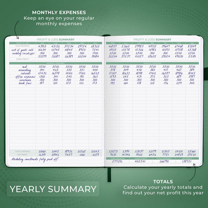 Clever Fox Income & Expense Tracker Large – Accounting & Bookkeeping Ledger Book for Small Business – 2-Year Record Notebook, A4 (Dark Green)