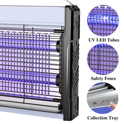 PALONE Electric Bug Zapper 3200V Mosquito Zapper Killer Indoor Insect Killer with Hanging Chain Mosquito Trap with Removable Collection Tray USB Electric Bug Zapper Outdoor for Home Office (16 in)