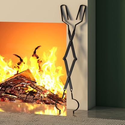 Kingson Arc Design Fireplace Tools, 26'' Firewood Tongs Log Grabber with Handcrafted Wrought Iron for Indoor Fireplace/Outdoor Fire Pit Campfire