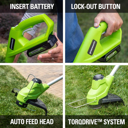 Greenworks 48V (24V x 2) 20" Cordless Battery Mower, 12" String Trimmer/Edger, & 320 CFM Blower Combo Kit w/ (2) 4.0Ah Batteries, (1) 2.0Ah Battery & Chargers