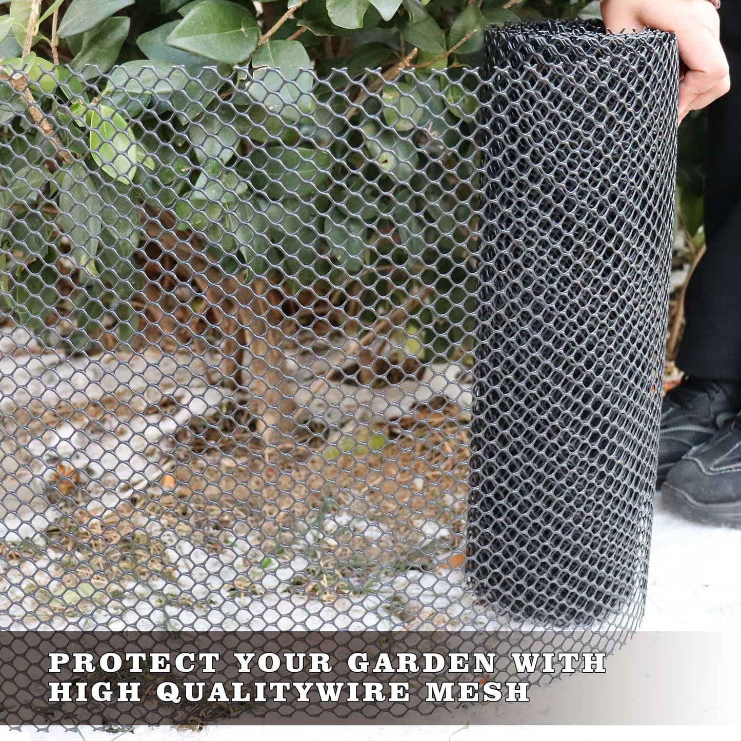 32.8 FT x 15.7 in Roll Mesh Fence, Versatile Black Plastic Fencing & Netting, Cuttable Animal Wire Mesh Fence, Durable Tree Trunk Protector, Suitable for Cat Dog Rabbit Barrier and Plant Protectors