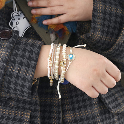 MILACOLATO Bohemian Bead Bracelets Set, Multilayer Evil Eye Stackable Bracelets, Comfort-Fit Stretch Bracelets for Women 6 Sets