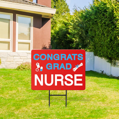 JarThenaAMCS Nurse Graduation Metal Garden Stakes 2026 Congrats Grad Nurse Decorative Lawn Sign Welcome Yard Sign for Medical Nursing Grad Party Outside Lawn Porch Decor
