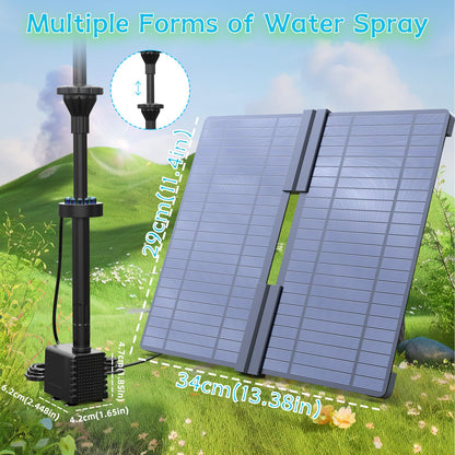AMZtime 20W Solar Fountain Pump with 2500mAh Battery and 12 LED Lights, Solar Powered Water Pump for Bird Bath, Pond, Garden, Fish Tank, and Waterfall, Long Cord, Easy DIY Setup, 2026 Upgraded Version
