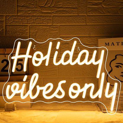 DREAMFORT Christmas Neon Sign Holiday Vibes Only Neon Sign Festive LED Wall Decor for Christmas, Seasonal Parties & Winter Home Decor Cheerful Holiday Design