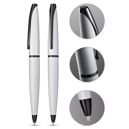 Cross ATX Refillable Ballpoint Pen Presented in a Luxury Gift Box - Medium Point, Black Ink, Sandblasted Chrome