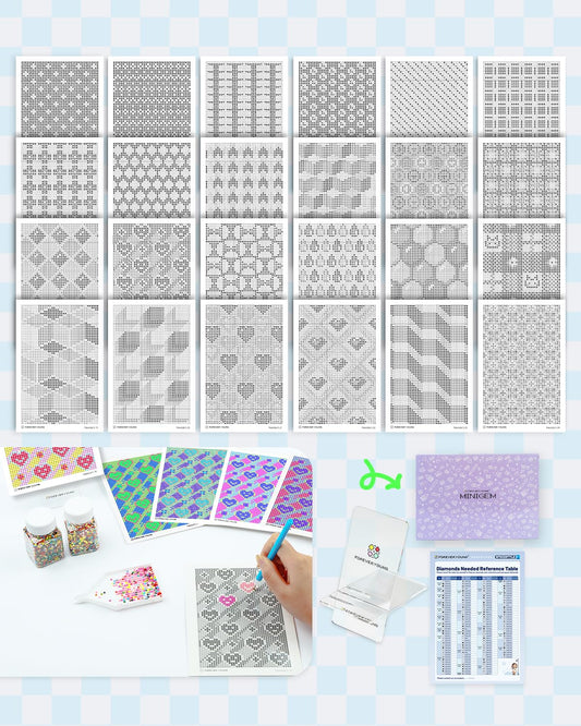 forever young 24 Designs Diamond Freestyle Cards for Beads, 5x7 Blank Diamond Art Cards with Glue for Round Dots for Adults, Postcard-Style Diamond Painting Accessories (No Drills)