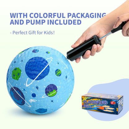 ZOOJOY Pack of 2 Cartoon Playground Balls, Balls for Toddler 3-12, 8.5" Rubber Ball Bouncy Kickball, Indoor & Outdoor Ball Game for Kids with Pump