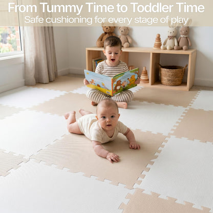 FlooringInc Baby Play Mat for Floor, Extra Large 2'x2' Foam Floor Tiles for Kids, Soft Interlocking Puzzle Mat, 1/2 Inch Thick, Non-Toxic EVA (Earthy, 6 Tile Pack, 24 Sq Ft)
