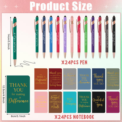 Ragnhild 48 Pcs Thank You Gifts Bulk Motivational Pens Inspirational Notepads, Mini Motivational Notebooks Gifts for Employee Teacher Staff Volunteer Coworker