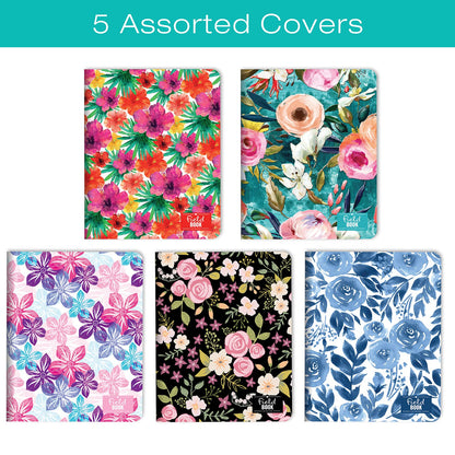 Elan Publishing Company Field Notebook/Journal - 8"x10" - Floral Coveres - Lined - Pack of 5