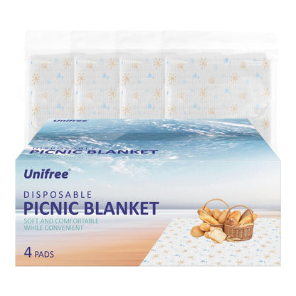UNIFREE Disposable Picnic Mat, Extra Large Picnic Outdoor Blanket,Disposable Tablecloth for Dining, Camping, Indoor and Outdoor,4 Pads