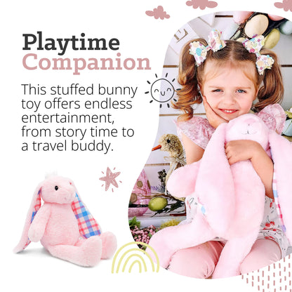 Plushible Easter Bunny Stuffed Animal, 14" (Pink) - Soft Embroidered Stuffed Bunny Plush Toy for Kids, Newborns, Boys & Girls, Cuddly and Adorable Plush Toys, Ideal for Birthdays & Gift Day