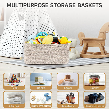Maxuni 3-Pack Storage Baskets for Organizing | Woven Shelf Toy Basket | Rope Baskets for Gifts Empty | Closet Organizer Bins with Handles | Cube Decorative Box | 13.7×7.1×6.7” | Mixed brown