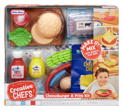 Little Tikes Creative Chefs Cheeseburger and Fries Kit with 22 Accessories, Pretend Play Cooking Set, for Boys and Girls Ages 3+ Years