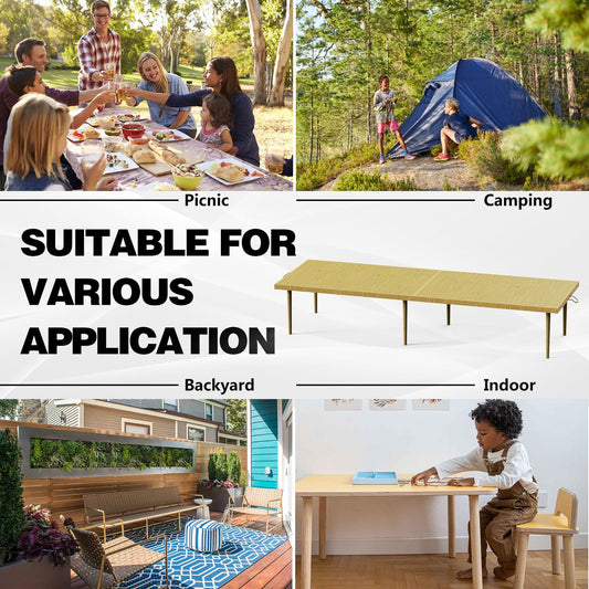 30x90 Inch Boho Low Picnic Wood Table - Foldable Design And And 2 Set Of Wood Table Leg For Sitting On The Floor Low Height Floor Picnic Table Encourage A Laid-back Vibe At Home Or In Nature