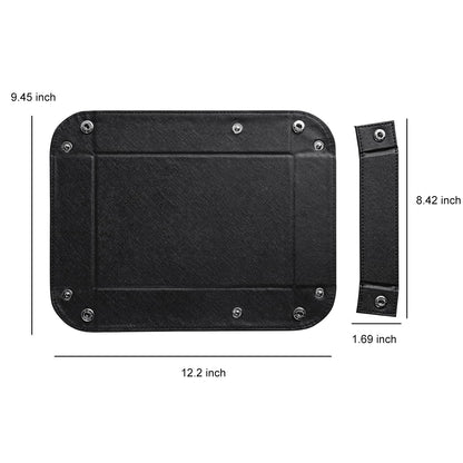 BONNY DODO Valet Tray for Men PU Leather Tray Organizer with Partition, Storage Keys, Watch & Practical Storage for Table Nightstand Living Room Bedroom (Black)