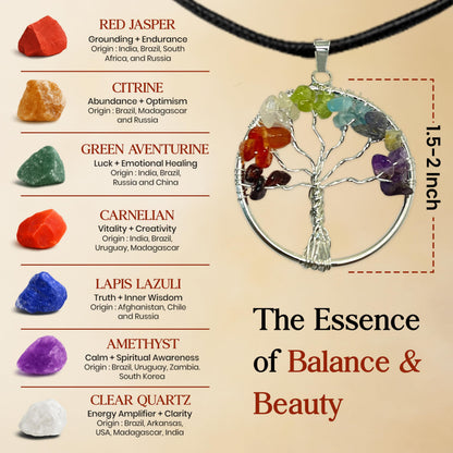 AstraVeda Large 500 Bead Crystal Tree of Life, 7 Chakra Feng Shui Healer, Gemstone Pyramid, Home Office Decor