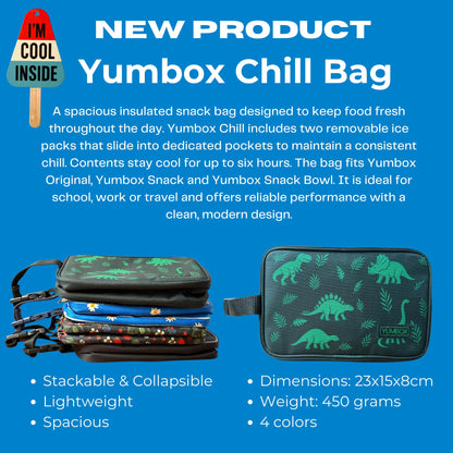 Yumbox Chill Snack Bags with 2 Removable Gel Ice Packs, Flexible Cooling, Insulated Lunch Bag, Wipe Clean fabric, Lined, Zipper Closure, Buckle Strap, Daisy Print