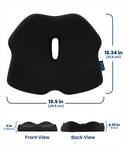 Everlasting Comfort Doctor Recommended Memory Foam Seat Cushion for Office Chairs & Car - Ergonomic Office Desk Accessories - Cushions for Tailbone Pain Relief, Sciatica (Dark Gray, X-Large)