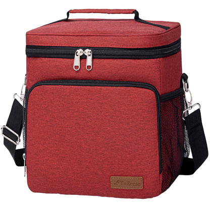 TuErcao 18 Can Small Cooler Bag, Portable Collapsible Soft Ice Chest for Beach Hiking Picnic Camping Travel Cooler for Car Road Trips, Red