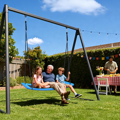 Trekassy 700lb Giant 60" Skycurve Platform Tree Swing for Kids and Adults with 2 Hanging Straps-Blue (Patented)