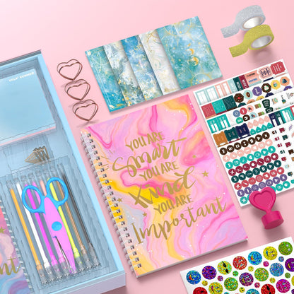 SUPMANGO 2-Pack DIY Journal Kit for Girls Ages 8-14,DIY Journal Set Stationary Birthday Gifts Ideas for Girls,Art Crafts for Tween Kid Scrapbook & Diary Supplies Set