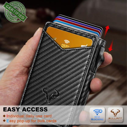 BULLIANT Men Wallet,Magnetic Metal Wallet Money Clip 9Cards Pop-up Access RFID Blocking